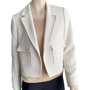 NWT RW&Co. Cream Textured Tweed Cropped Blazer SZ 8